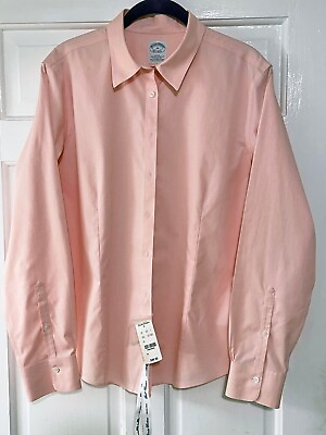 #ad Brooks Brothers Womens Pink Button down Shirt Blouse Size 14 NWT Ret $98.50 $48.99