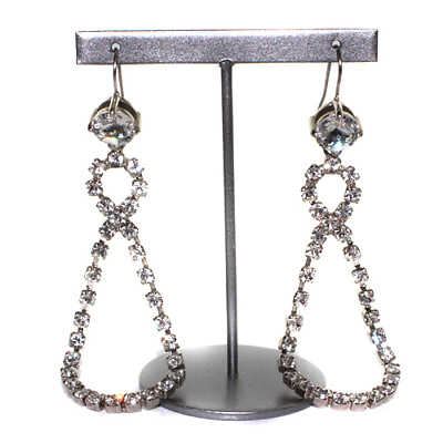 #ad Miumiu Rhinestone Hook Earrings Silver Color Sr29 Oh Ladies $231.79