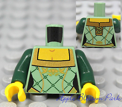 #ad LEGO Female Girl Princess MINIFIG TORSO Green Gold Dress Kingdoms Castle Queen $4.99