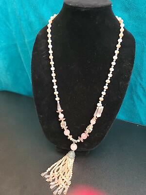 #ad Ladies beaded necklace And matching earrings set pink. $13.50