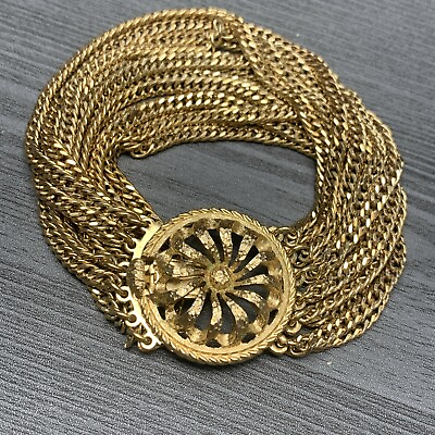 #ad Vintage Gold Multi Strand Chains Monet Bracelet 7 1 2 Inch $29.98
