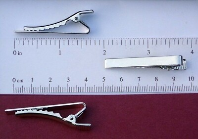 #ad 24 TIE BAR Findings SILVER Flat Surface 1.7quot; L x .22quot; W Strong CLIP 43mmx2.6mm $22.32