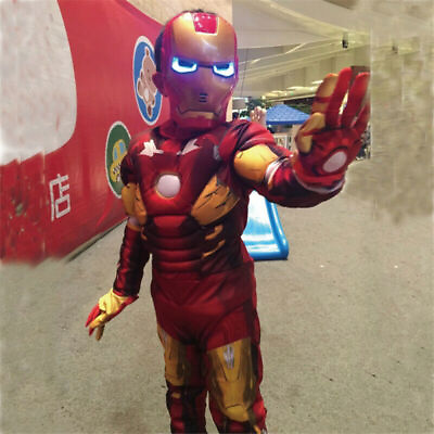 #ad Iron Man Children Cosplay Costume Kids Fancy Dress Suit Clothes W Mask Gloves $32.42