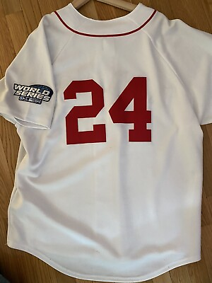 #ad Manny Ramirez 2004 Boston Red Sox Home White World Series Jersey Men#x27;s xl $59.95