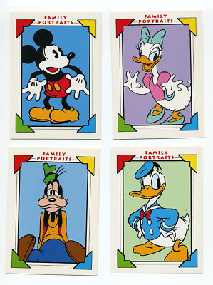 #ad 4 Disney Impel 1991 Cards Donald Mickey Goofy #104 105 106 108 Family Portraits $4.99