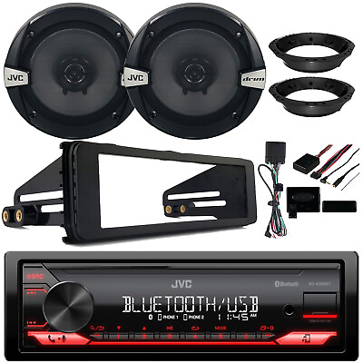 #ad JVC Bluetooth Radio 2x 6.5quot; Speakers w Harley Install Adapter Handlebar Kit $241.99