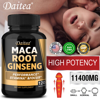 #ad Maca Root 10000mg Capsules Sexual Health Libido Booster Vegan Panax Ginseng $8.34
