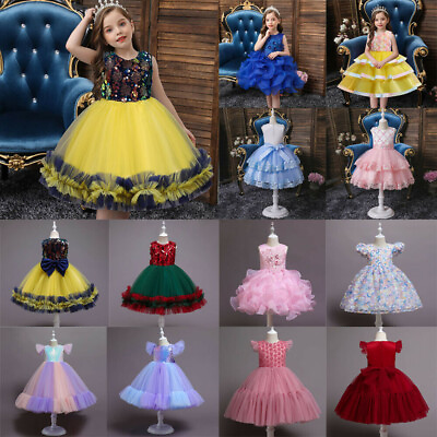 #ad Wedding Party Flower Girls Tutu Dress Bridesmaid Pageant Princess Kids Prom Gown $25.90