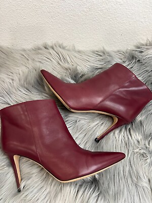 #ad Gianvito Rossi Burgundy Leather Ankle Boots Booties Shoes EUR 38.5 US 8 $100.00
