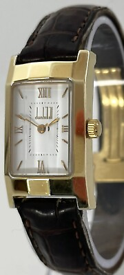 #ad DUNHILL Dunhillion Alfred Facet Watch Square Gold Rectangle Ebay Price $285 $135.00