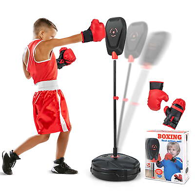 #ad Kids Punching Bag with Stand Height Adjustable Boxing Equipment with Gloves $33.29