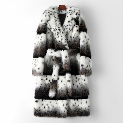 #ad Occident Mink Fur Coat Women#x27;s Lapel Collar Loose Fit Belted Outwear Parka Coat $339.81