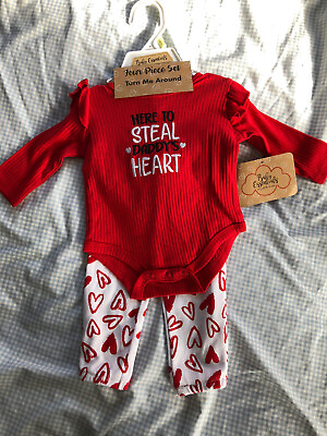 #ad NWT Baby Essentials 4 Piece Outfit “￼Here To Steal Daddy’s Heart” Sz 3 Mo￼ $12.99