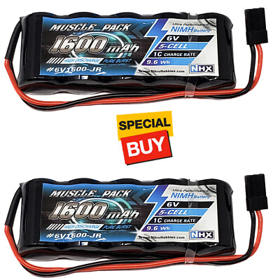 #ad NHX Muscle Pack 6V 1600mAh 5 Cell Nimh Flat Battery w JR Connector 2 $25.95