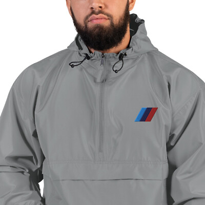 #ad BMW stripes Fan Embroidered Champion Packable Jacket $70.00