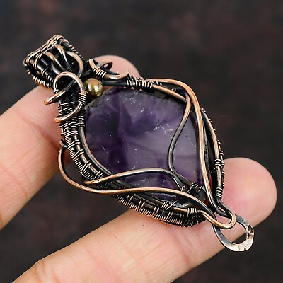 #ad Super 23 Amethyst Gemstone Jewelry Copper Wire Wrapped Pendant For Women 2.76quot; $18.00