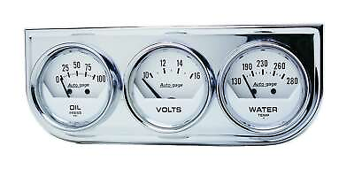 #ad AutoMeter 2325 Autogage White Oil Volt Water Chrome Steel Console $72.36