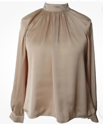 #ad #ad ZARA * NEW TAGS * SIZE LARGE GOLD WOMEN’S SATIN LONG SLEEVE WIDE BLOUSE $24.00