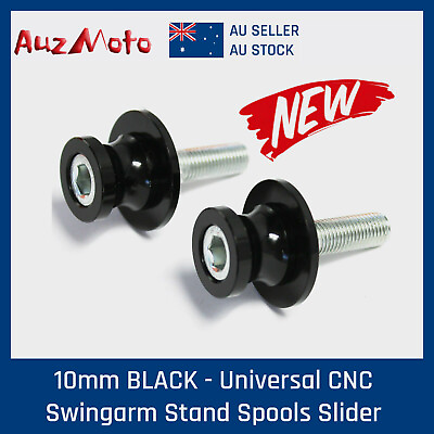 #ad Universal Motorcycle Swingarm Swing Arm Spools Sliders Stand Bobbins 10mm Black AU $18.85
