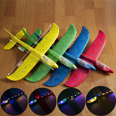 #ad LED Hand Throwing Glider Foam Airplane Model Kids Remote Control Aircraft Toys $7.74