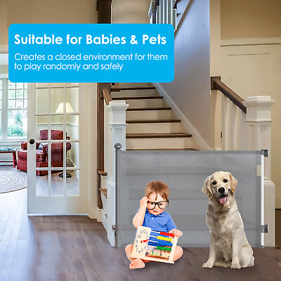 #ad Baby Safety Gate Retractable Door Extra Wide Child Pet Dog Indoor Outdoor 58.3quot; $49.99