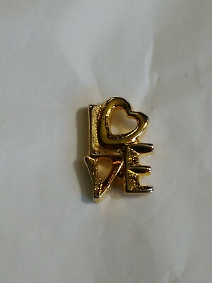 #ad LOVE Lapel Hat Jacket Pin Gold Color Metal O Is A Heart Tiny $9.45