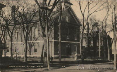 #ad 1957 MachiasME County Building Washington County Maine Linen Postcard 2c stamp $9.99