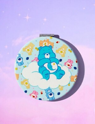 #ad CARE BEARS Circle Graphic Cartoon Foldable Mirror Blue Brand Limited Edition AU $17.95