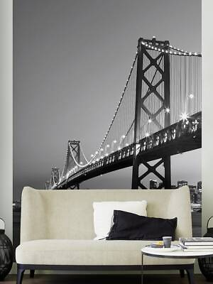 #ad Bay Bridge San Francisco WALL MURAL W72#x27;#x27;xH100#x27;#x27; Removable Wamp;B Picture Night $20.97