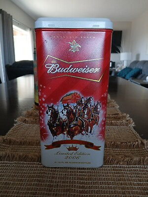 #ad Budweiser Beer Clydesdales Tin Metal Hinged Lid Box Holiday Limited Edition 2006 $20.00
