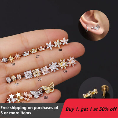 #ad 16G Gem Tragus Helix Cartilage Bar Studs Earrings Labret Monroe Body Jewellery $3.79