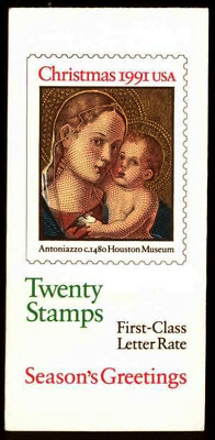 #ad 1991 Christmas Madonna BK193 2 panes Sc 2578a mint booklet plate number 1 $11.29