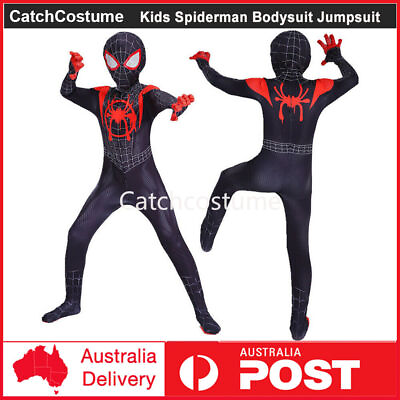 #ad Kids Spiderman Costume Spider Man Into the Spider Verse Miles Morales Jumpsuit AU $22.99