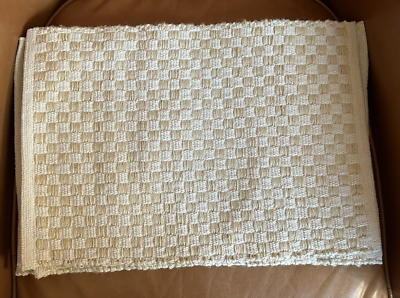 #ad Four Tan Ivory Checkered Pattern Rectangle Jute Cotton Water Wood Sky 19 x 14.5quot; $20.00