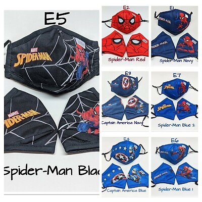 #ad Superhero Kids mask Adjustable Washable Reusable Spiderman Captain Ame $5.99