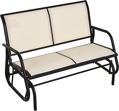 #ad Outsunny 2 Person Outdoor Glider Bench Patio Double Swing Rocking Chair Loveseat $116.88