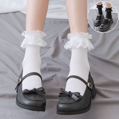 #ad Womens Cute Lace Ruffle Frilly Socks Girls Socks Princess Lolita Ankle Socks AU $3.59