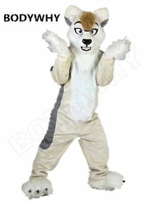 #ad Luxury Long Fur Husky Dog Fursuit Mascot Costume Wolf Dog Fox Cosplay Party $474.73