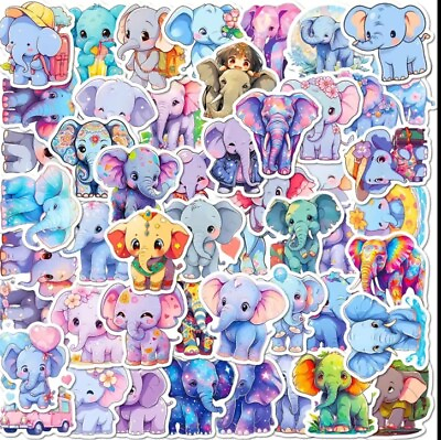 #ad 10pcs Colorful Elephant Stickers Scrapbooking Junk Journal DIY Christmas Gift $2.99