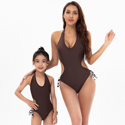 #ad One Piece Girl Women Swimwear Family Matching Swimsuit Tummy Control Beachwear $23.44