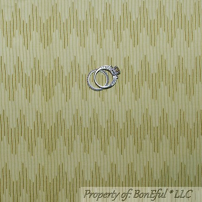 #ad BonEful Fabric FQ Cotton Quilt Green Olive Natural Chevron Stripe ZigZag Blender $4.38