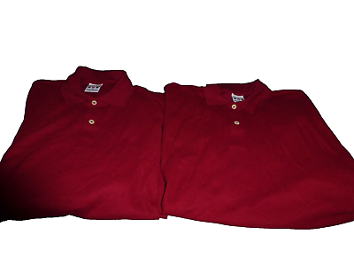 #ad 2 New old stock 3X burgundy polo shirt lot Print Ons $15.99
