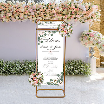 #ad Metal Photo Display Stand Gold Wedding Arch Rectangle Rack Sign Poster Stand USA $61.75