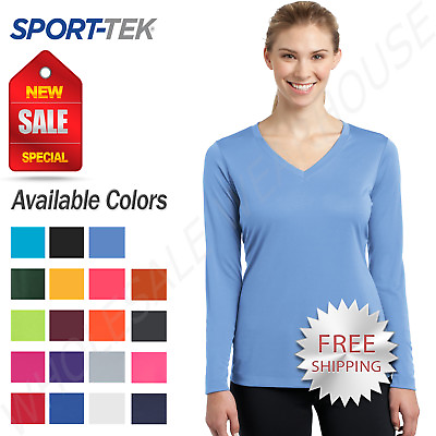 #ad Sport Tek Womens Long Sleeve Dri Fit PosiCharge Workout XS 4XL T Shirt LST353LS $10.98