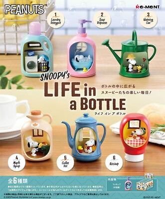 #ad RE MENT SNOOPY#x27;s LIFE in a BOTTLE 6 Pack BOX Complete Set New Japan $50.99