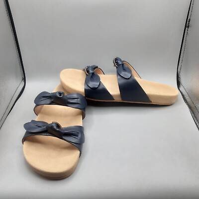 #ad Jack Rogers Annie Sandals 10M Blue Navy Double Knot Slide Leather 2 $39.99