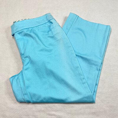 #ad David Paul Womens Pants sz 8 Blue Chino Stretch Mid Rise Straight Cropped $21.00