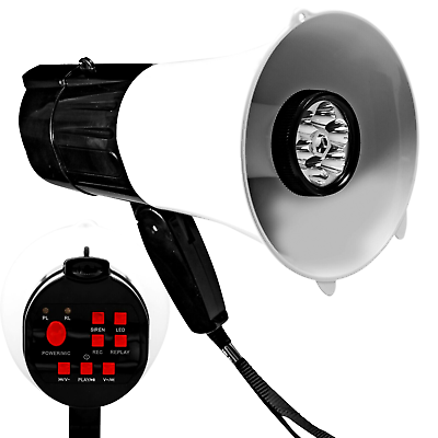 #ad 5Core Portable Megaphone 30W Power Speaker 800 Yard Range LED Siren Mic $18.99