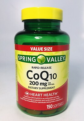 #ad Spring Valley CoQ10 Rapid Release Softgels 200 Mg 150 Ct Exp 2026 $21.00