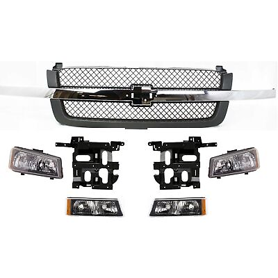 #ad Grille Kit for 2003 2007 Chevrolet Silverado 7 Piece with Headlight Brackets $405.95